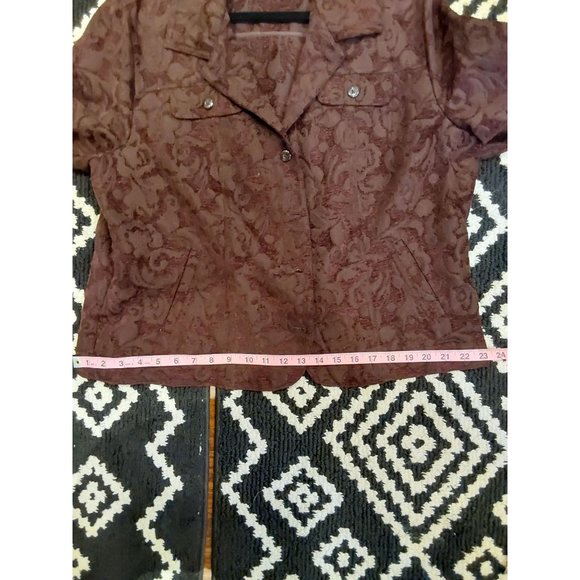 Croft and Barrow Brown Floral Embossed 4 pocket Jacket. Size XL. Grannycore - Picture 12 of 16